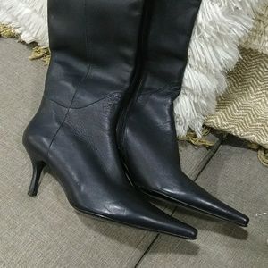 PAOLINI mid calf pointy toe boots size 8 navy